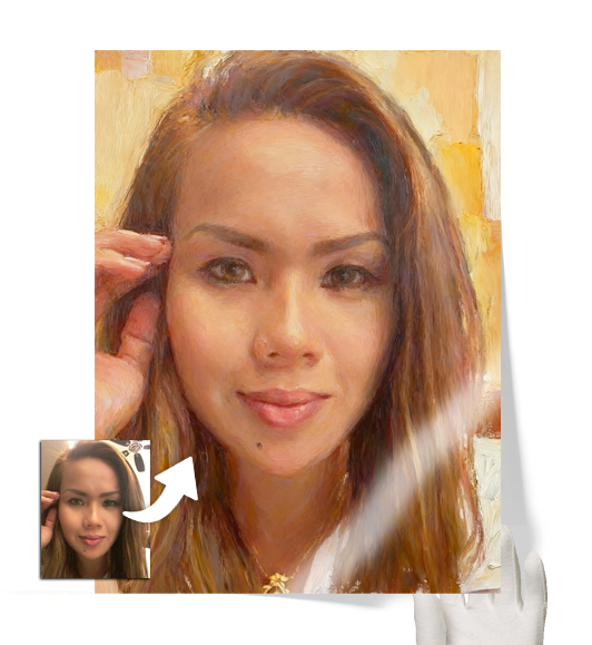 Tableau Personnalisé Peinture à l'huile : vue de face