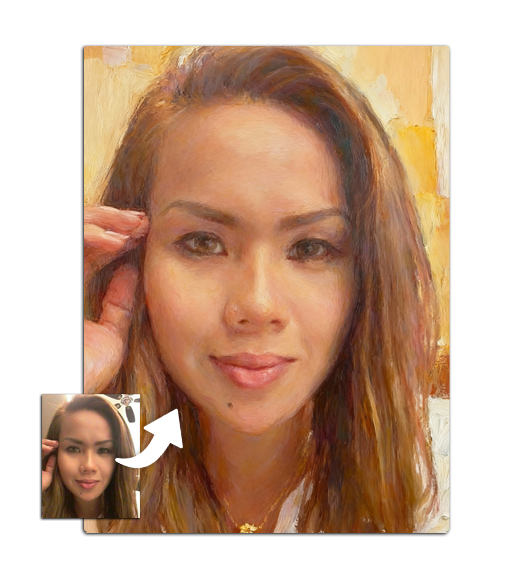 Tableau Personnalisé Peinture à l'huile : vue de face