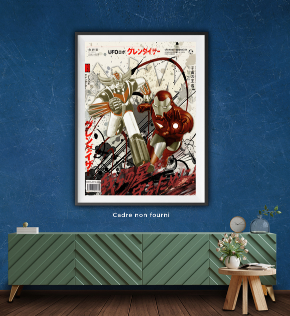 Tableau Goldorak Marvel en situation